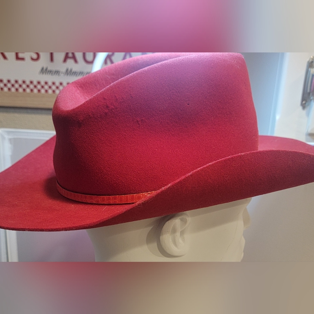 Bradford By Resistol Signature Western Wool Felt Red Hat Sz 7 1/4 - Picture 11 of 17